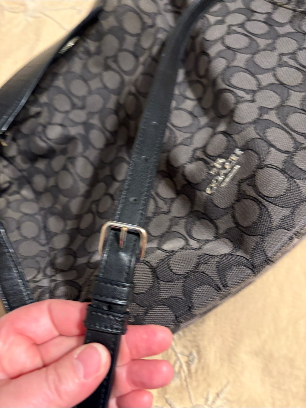 Coach Black Signature Canvas Shoulder Hobo - Picture 11 of 12